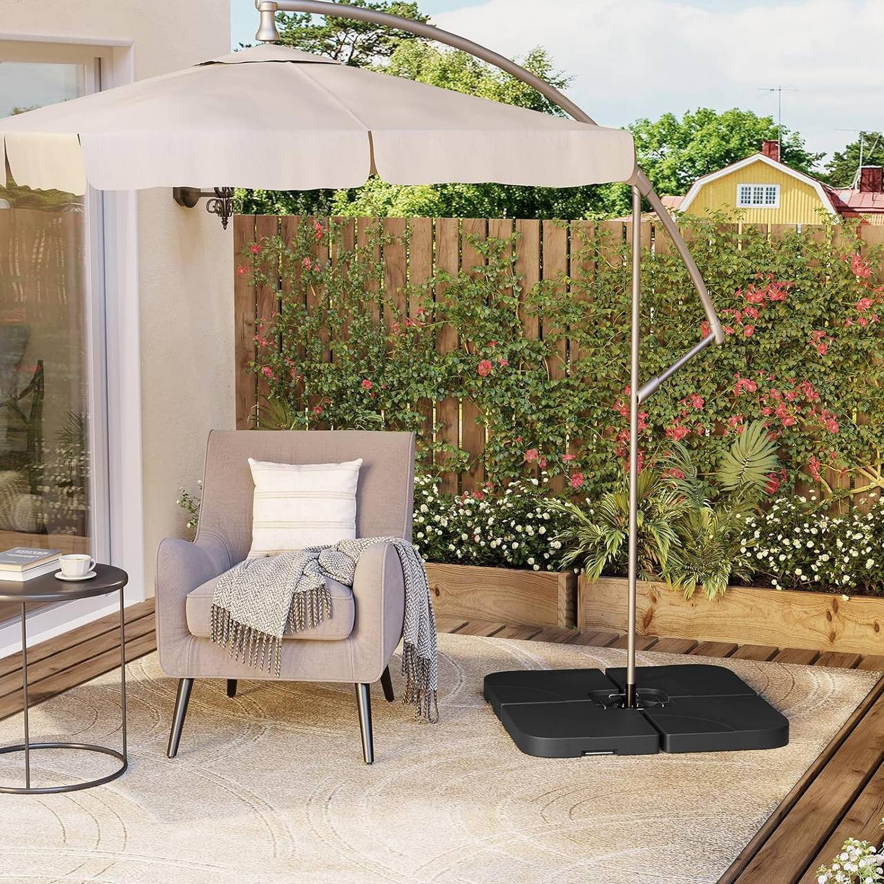 24goodz Parasol Stand - Weatherproof & Durable - HDPE - For Outdoor Use - Black