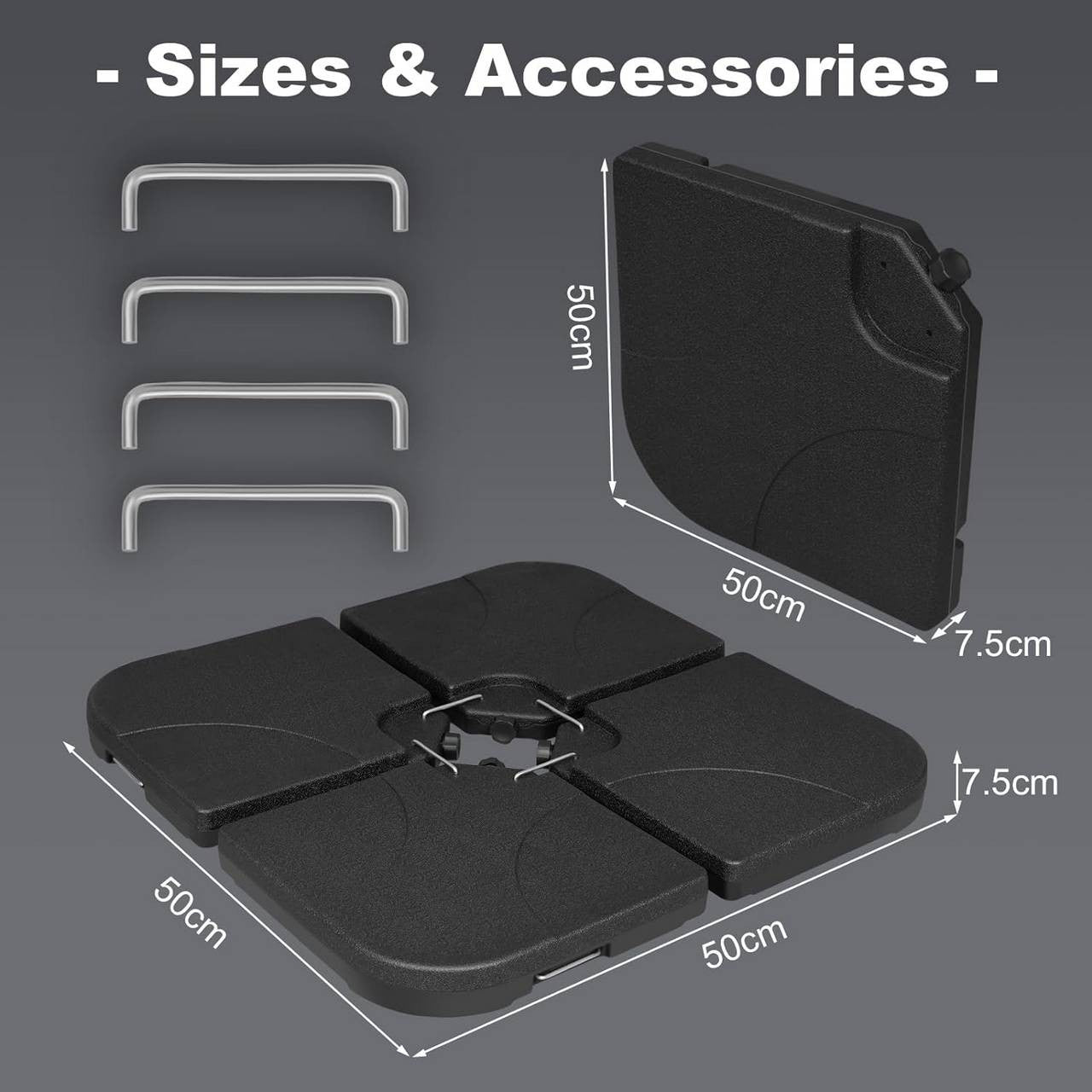 24goodz Parasol Stand - Weatherproof & Durable - HDPE - For Outdoor Use - Black