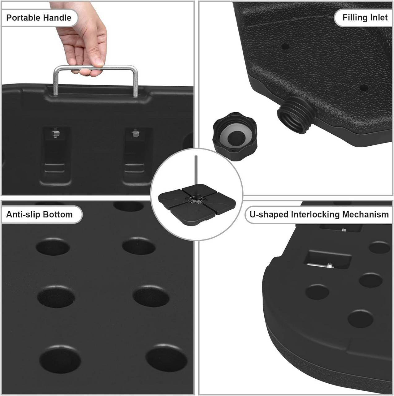 24goodz Parasol Stand - Weatherproof & Durable - HDPE - For Outdoor Use - Black