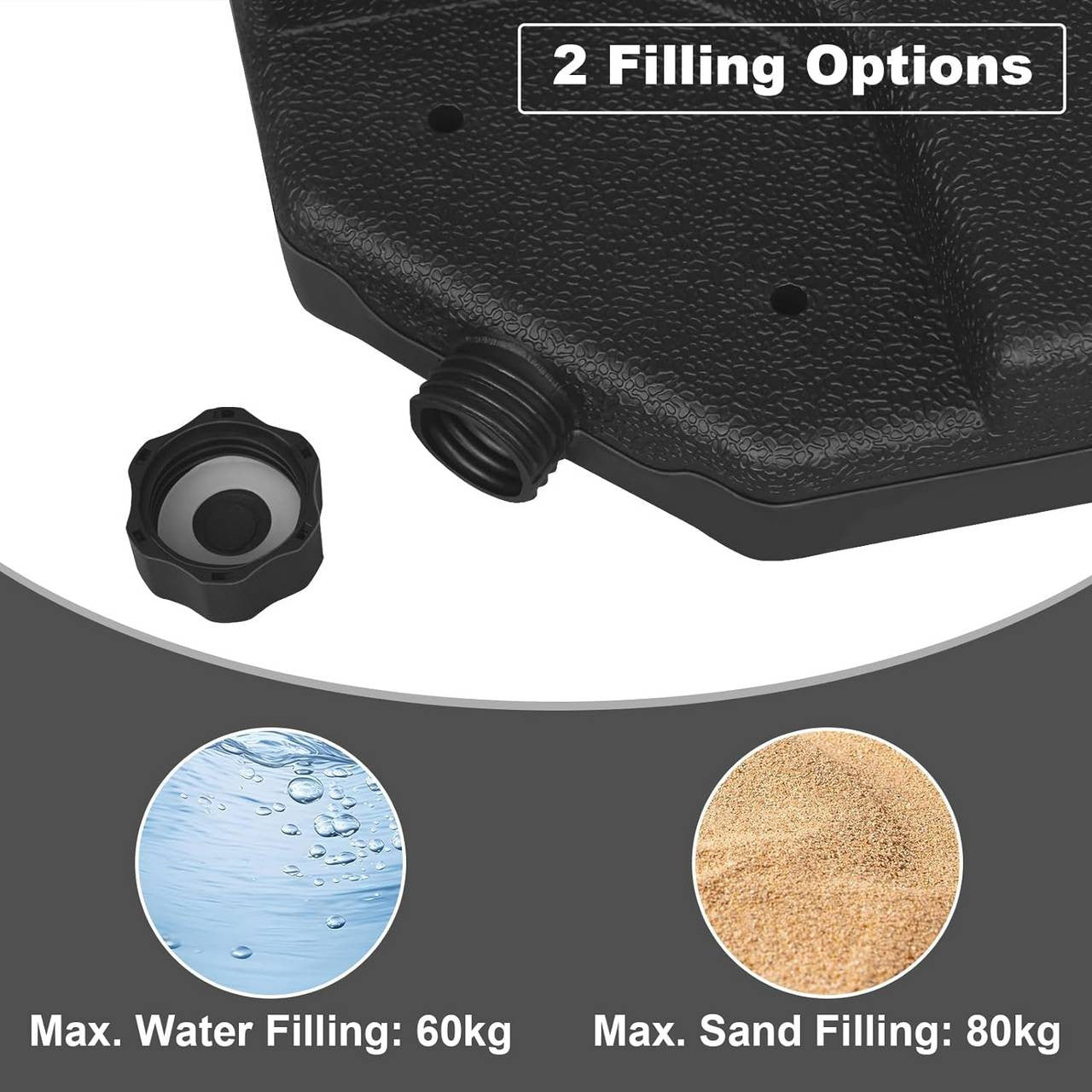 24goodz Parasol Stand - Weatherproof & Durable - HDPE - For Outdoor Use - Black