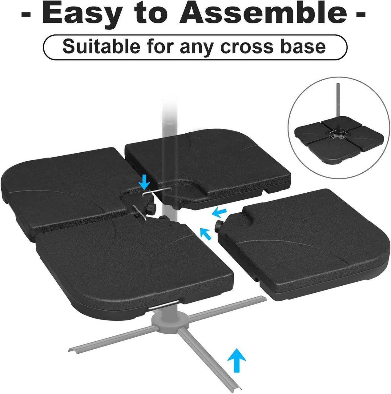 24goodz Parasol Stand - Weatherproof & Durable - HDPE - For Outdoor Use - Black