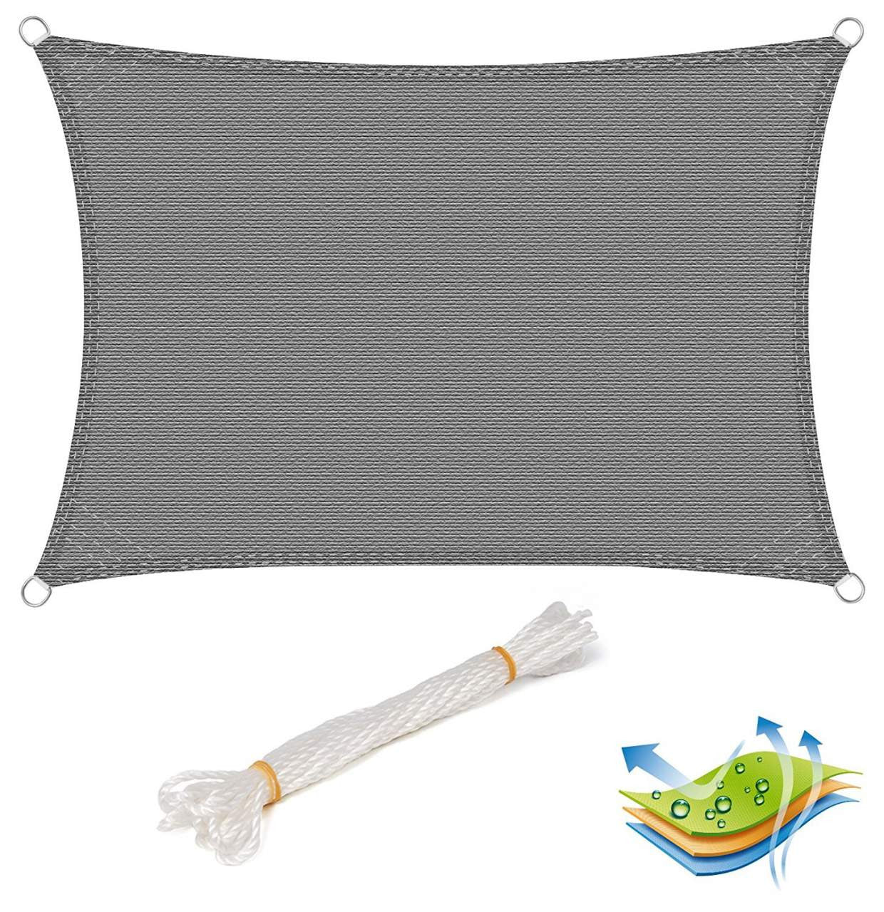 24goodz Sun Shade Sail - UV Protection - Tear-Resistant Design - 100% HDPE - Grey - 4x5 m