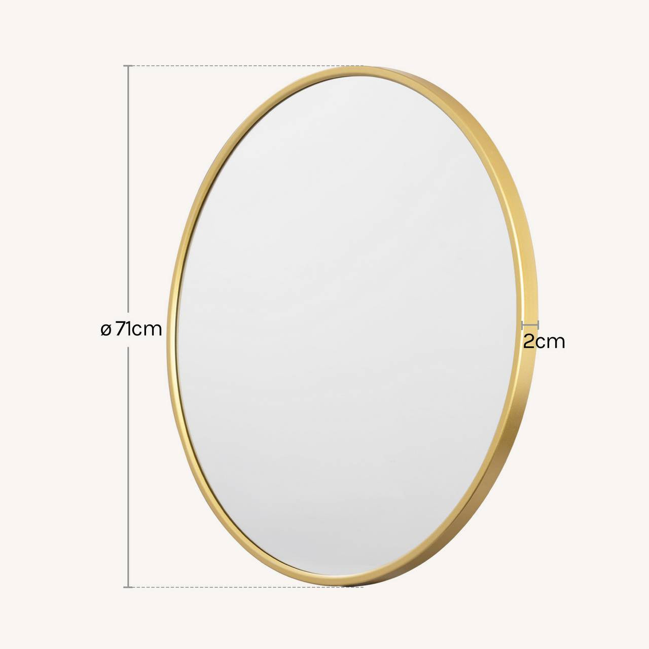 24goodz Round Wall Mirror - Crystal Clear Reflection - Minimalist and Luxurious Design - Glass and MDF - Black - 71 cm