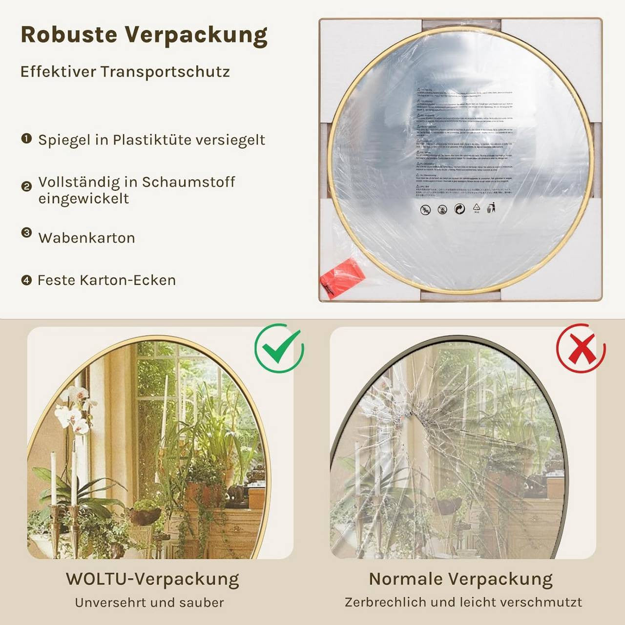 24goodz Round Wall Mirror - Crystal Clear Reflection - Minimalist and Luxurious Design - Metal and MDF - Black - 81 cm