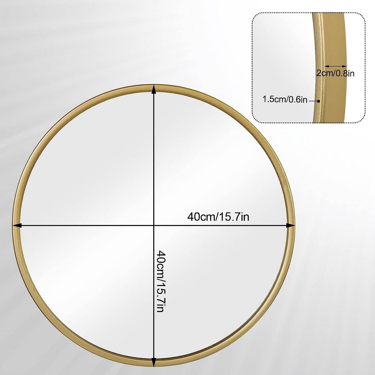 24goodz Round Wall Mirror - Crystal Clear Reflection - Minimalist and Luxurious Design - Glass and MDF - Black - 40 cm - gd