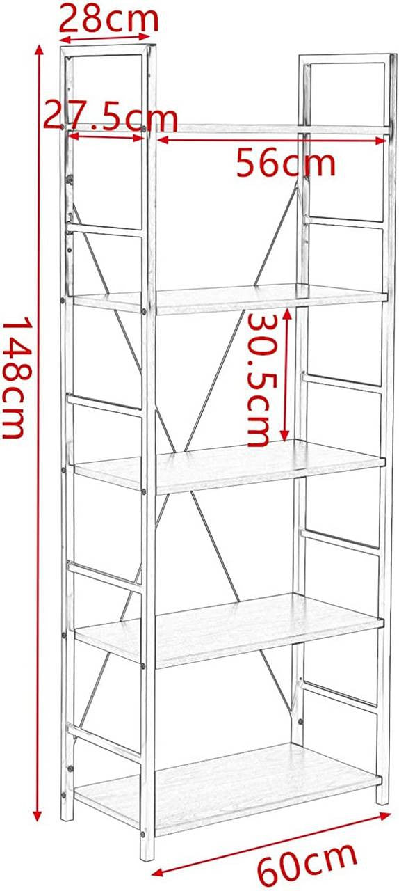 24goodz Standing Shelf - Stylish and Modern Design - Easy to Assemble - MDF and Steel - For Home Organization - Black - hei