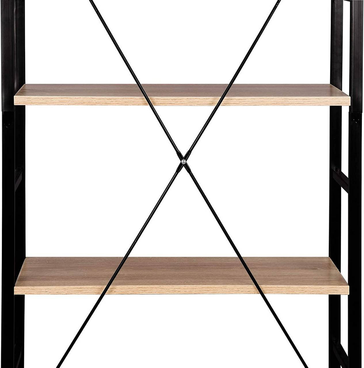 24goodz Standing Shelf - Stylish and Modern Design - Easy to Assemble - MDF and Steel - For Home Organization - Black - hei