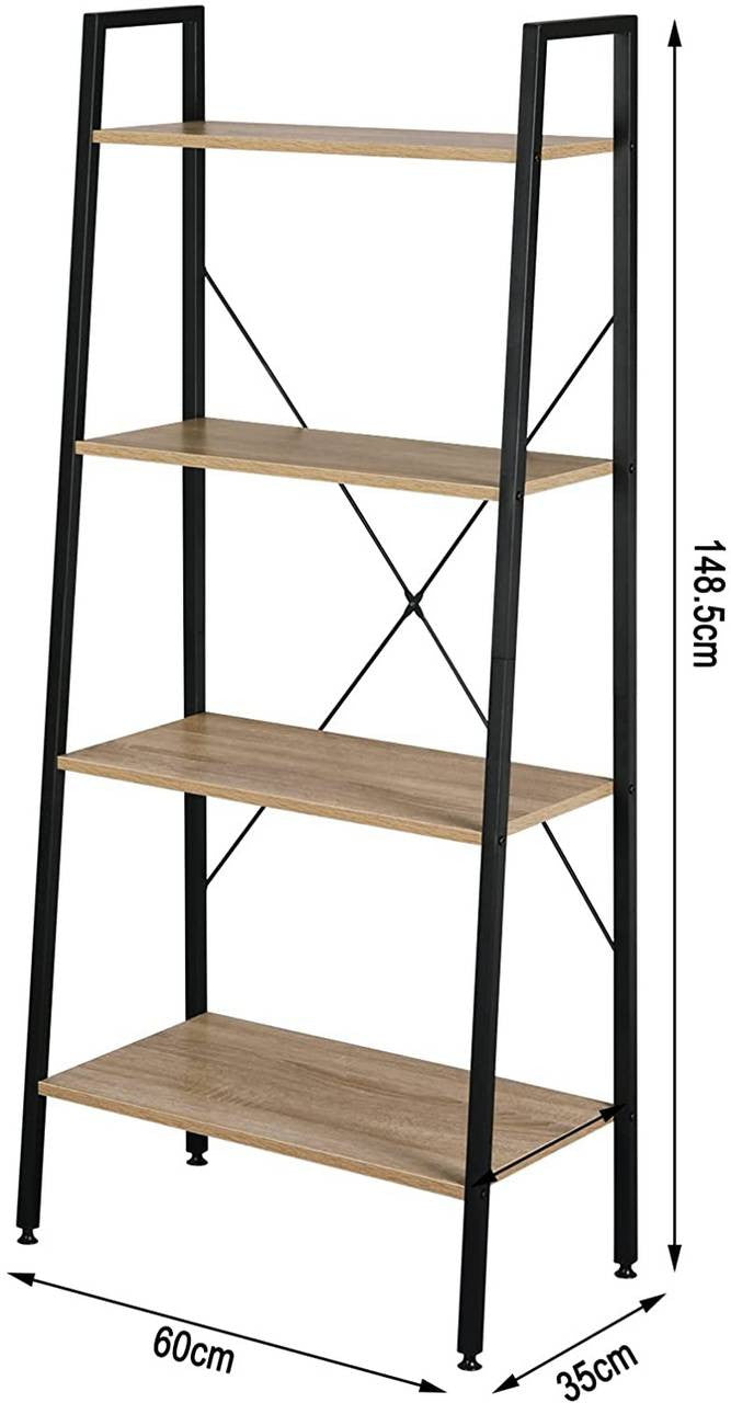 24goodz Standing Shelf - Versatile Storage Solution - Sturdy Iron Frame - Light Oak + Black - 70x81x30 cm - hei
