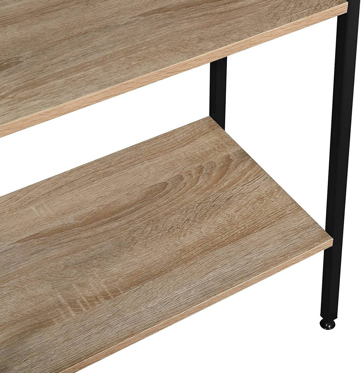 24goodz Standing Shelf - Versatile Storage Solution - Sturdy Iron Frame - Light Oak + Black - 70x81x30 cm - hei