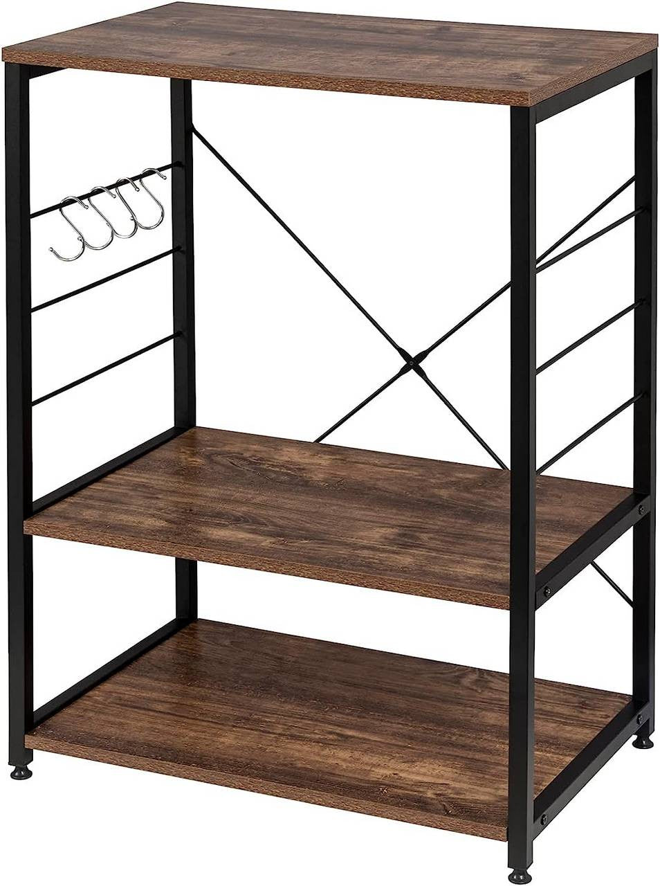 24goodz 3-Tier Kitchen Organiser Shelf - Stylish Vintage Design - Sturdy Steel and Wood - 60x40x82cm - Vintage Brown - hov