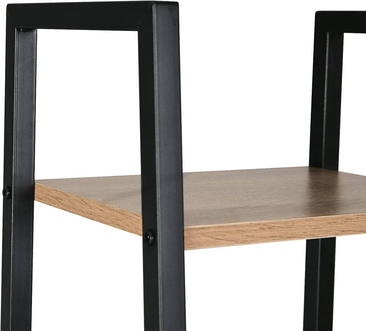 24goodz Standing Shelf in Metal & Wood - Sturdy and Stylish Design - Metal + Wood - For Every Room - Black + Light Oak - hei