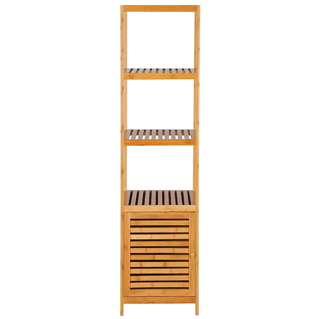 24goodz Standing Shelf Unit - Eco-Friendly Bamboo Design - Quick Assembly - Natural Bamboo - For Home & Office - 36 x 33 x 140 cm