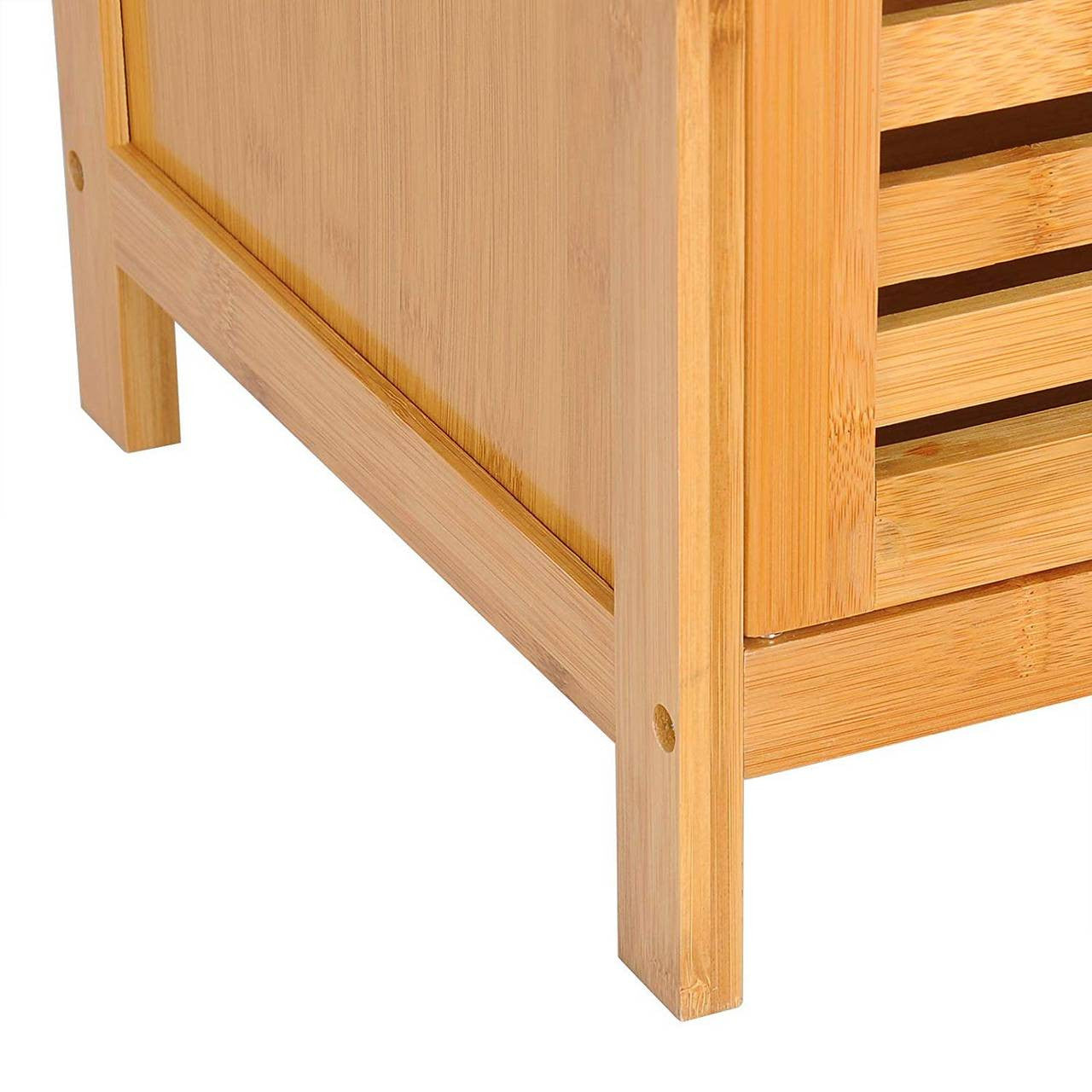 24goodz Standing Shelf Unit - Eco-Friendly Bamboo Design - Quick Assembly - Natural Bamboo - For Home & Office - 36 x 33 x 140 cm