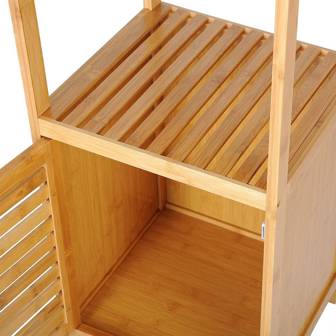 24goodz Standing Shelf Unit - Eco-Friendly Bamboo Design - Quick Assembly - Natural Bamboo - For Home & Office - 36 x 33 x 140 cm