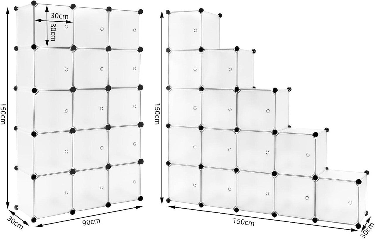 24goodz Modular Cube Storage System - Flexible Design - Durable and Easy to Maintain - PP + Metal - White
