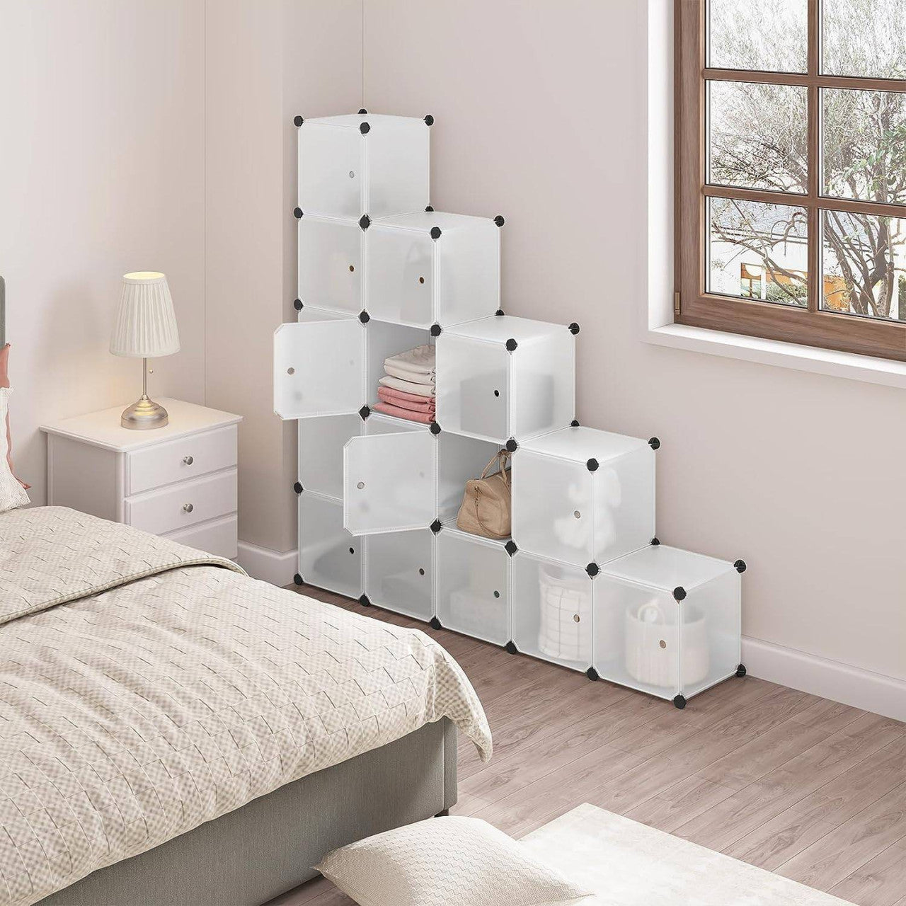 24goodz Modular Cube Storage System - Flexible Design - Durable and Easy to Maintain - PP + Metal - White