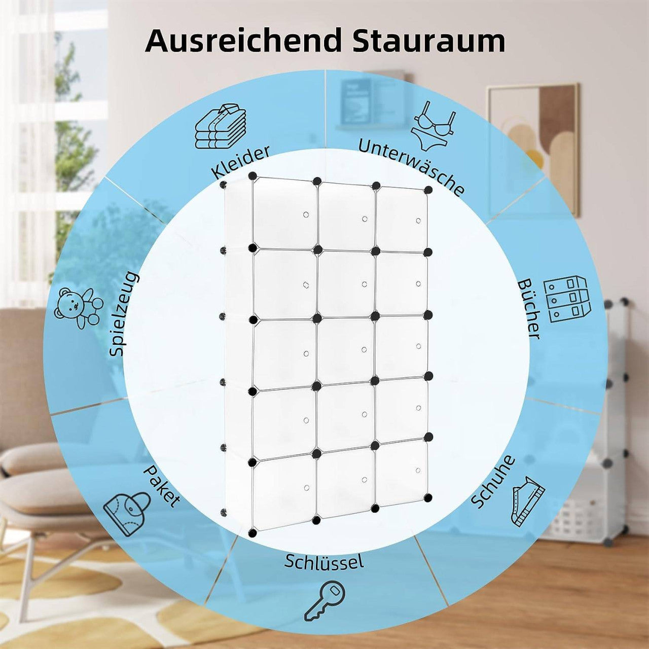 24goodz Modular Cube Storage System - Flexible Design - Durable and Easy to Maintain - PP + Metal - White