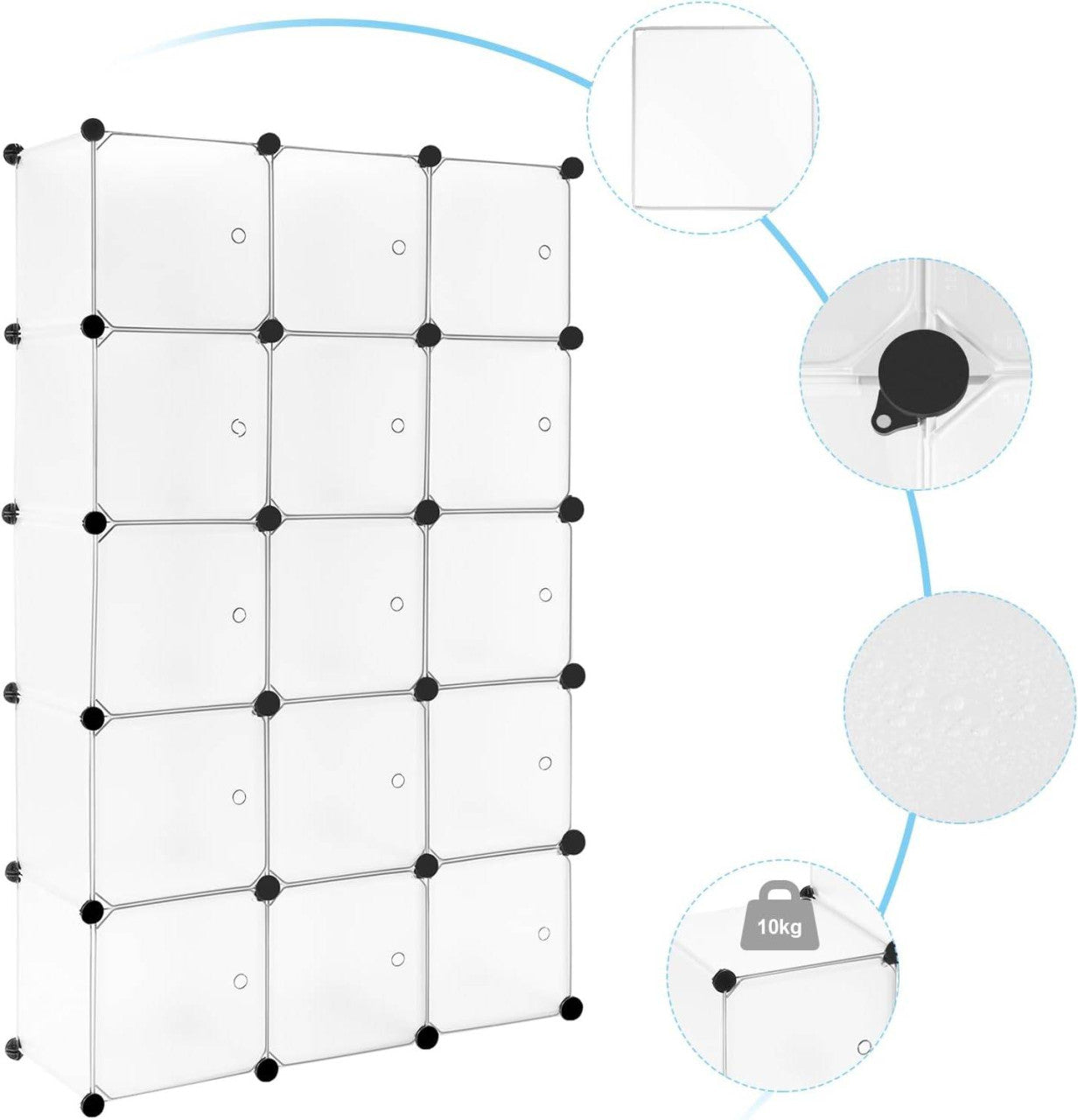 24goodz Modular Cube Storage System - Flexible Design - Durable and Easy to Maintain - PP + Metal - White