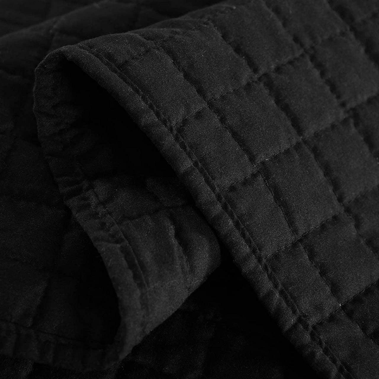 24goodz Reversible Patchwork Quilt - Cozy and Stylish - 100% Polyester - For All Bedrooms - Black - 220 x 240 cm - sz