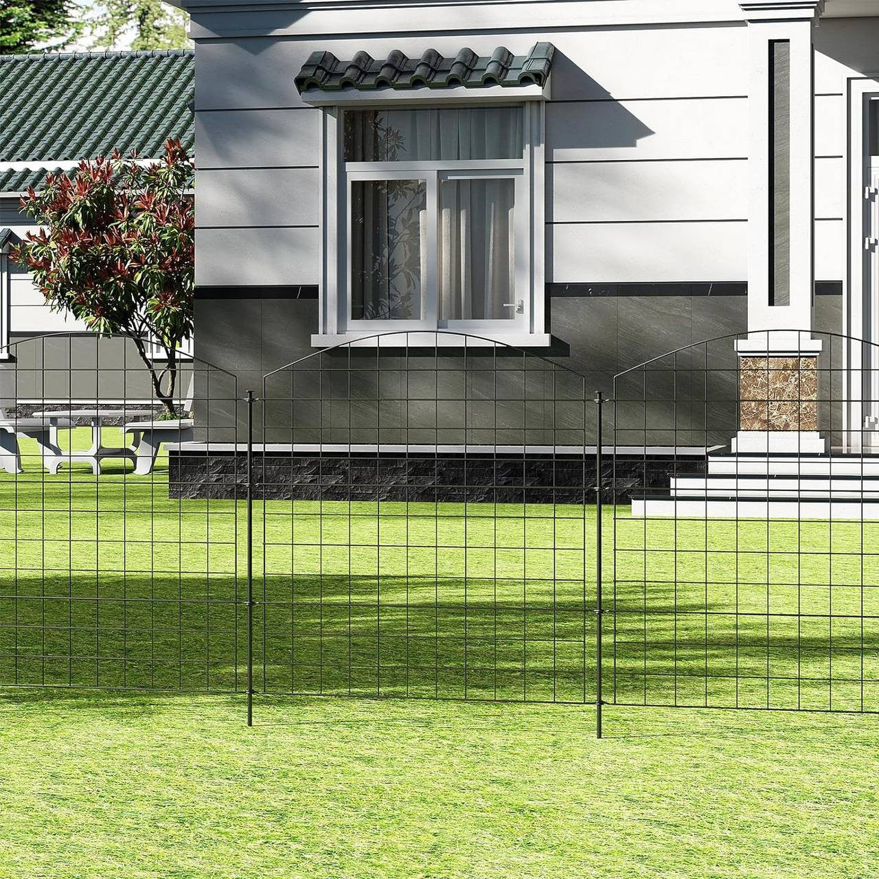 24goodz Metal Garden Fence Set - Rust and Weather Resistant - Flexible Design - Iron - For Garden Lovers - Black 70×78 cm