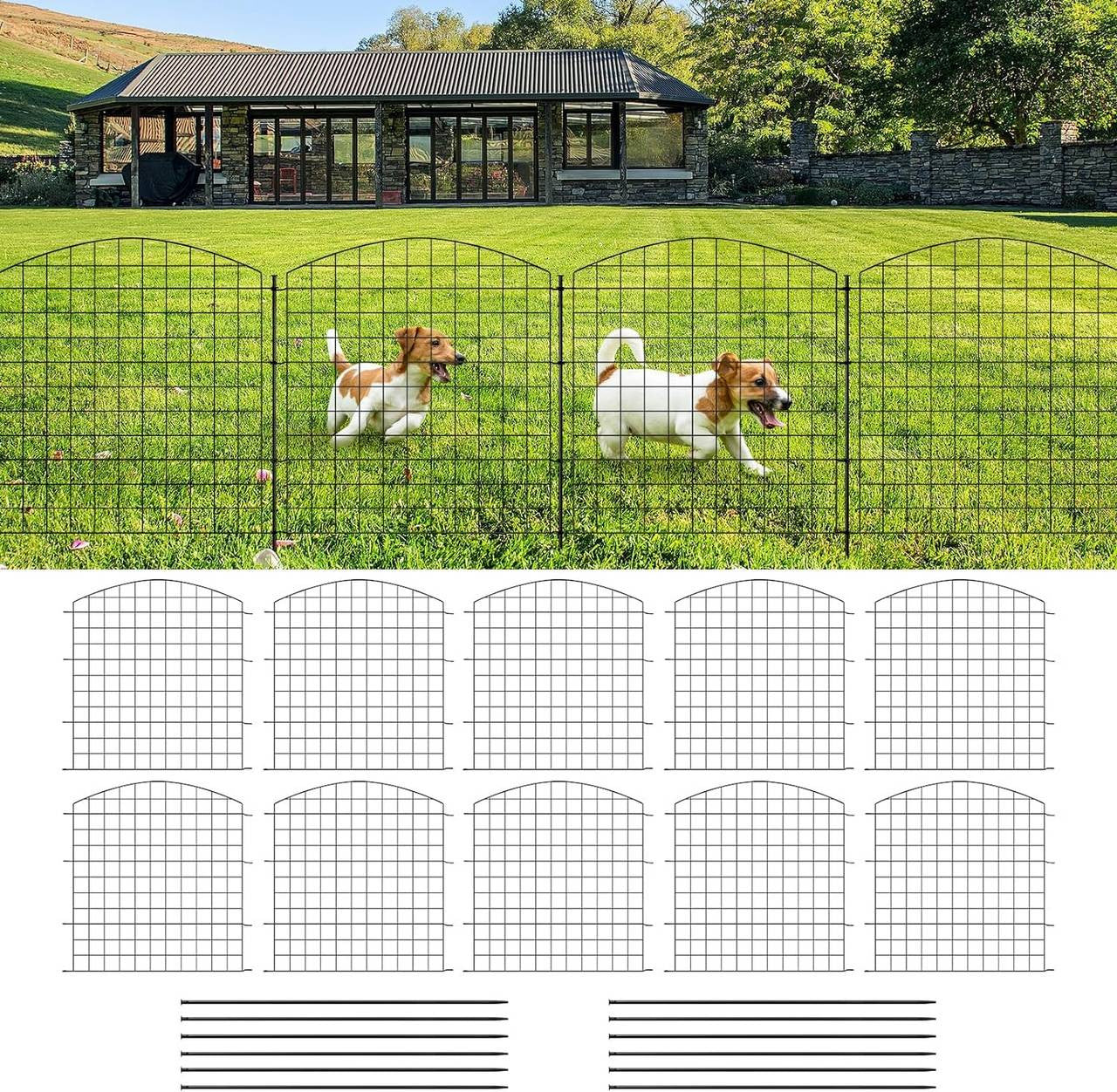 24goodz Metal Garden Fence Set - Rust and Weather Resistant - Flexible Design - Iron - For Garden Lovers - Black 70×78 cm