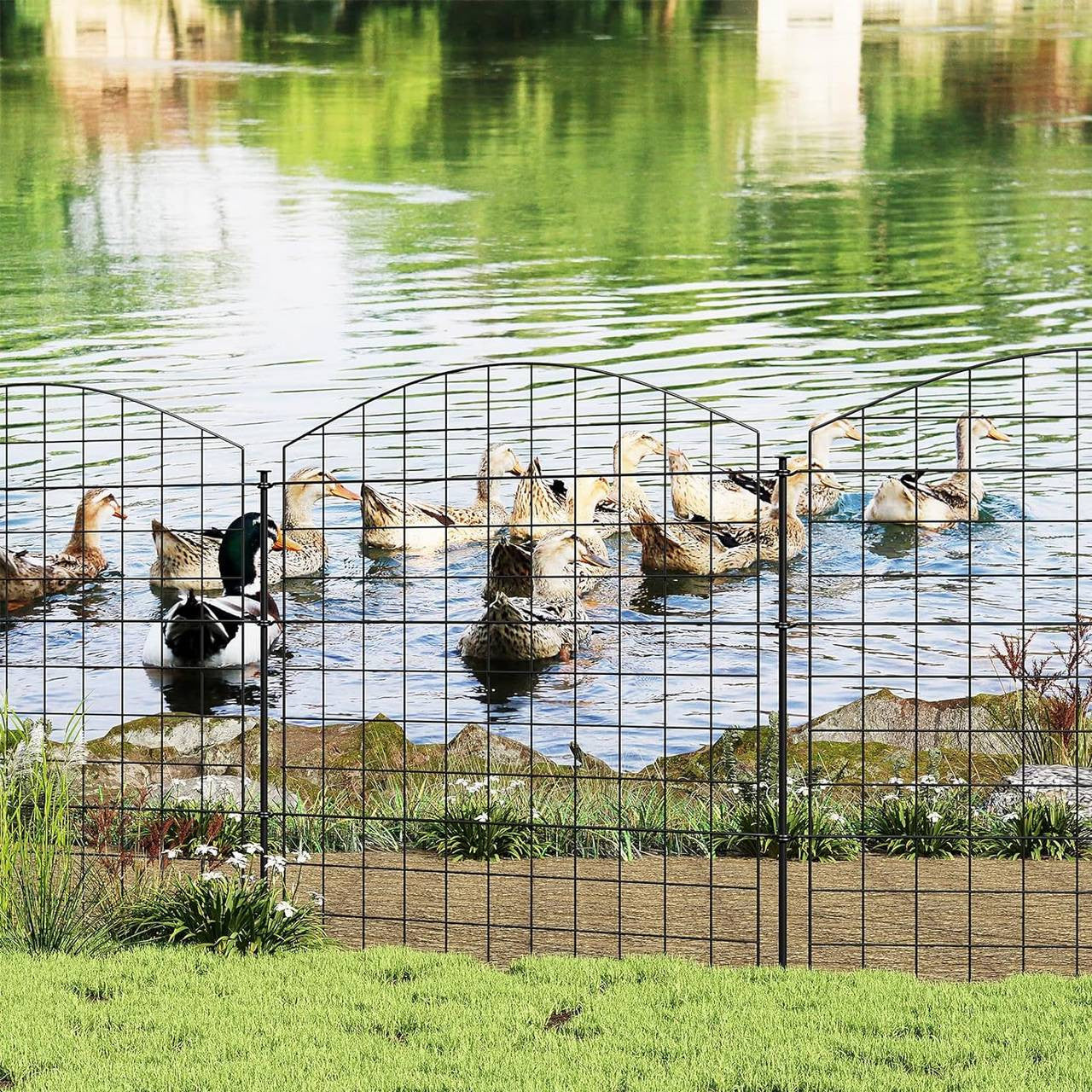 24goodz Metal Garden Fence Complete Set - Durable and Weather Resistant - Iron - For Gardens and Ponds - Black 70×78 cm