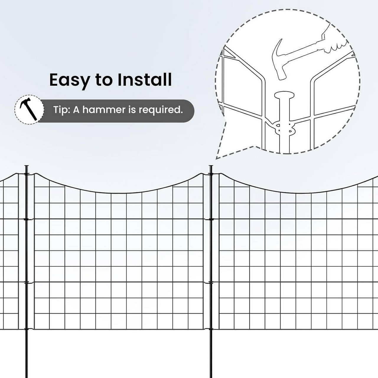 24goodz Metal Garden Fence Complete Set - Durable and Weather-Resistant - Iron - For Garden Lovers - Black 70×64 cm