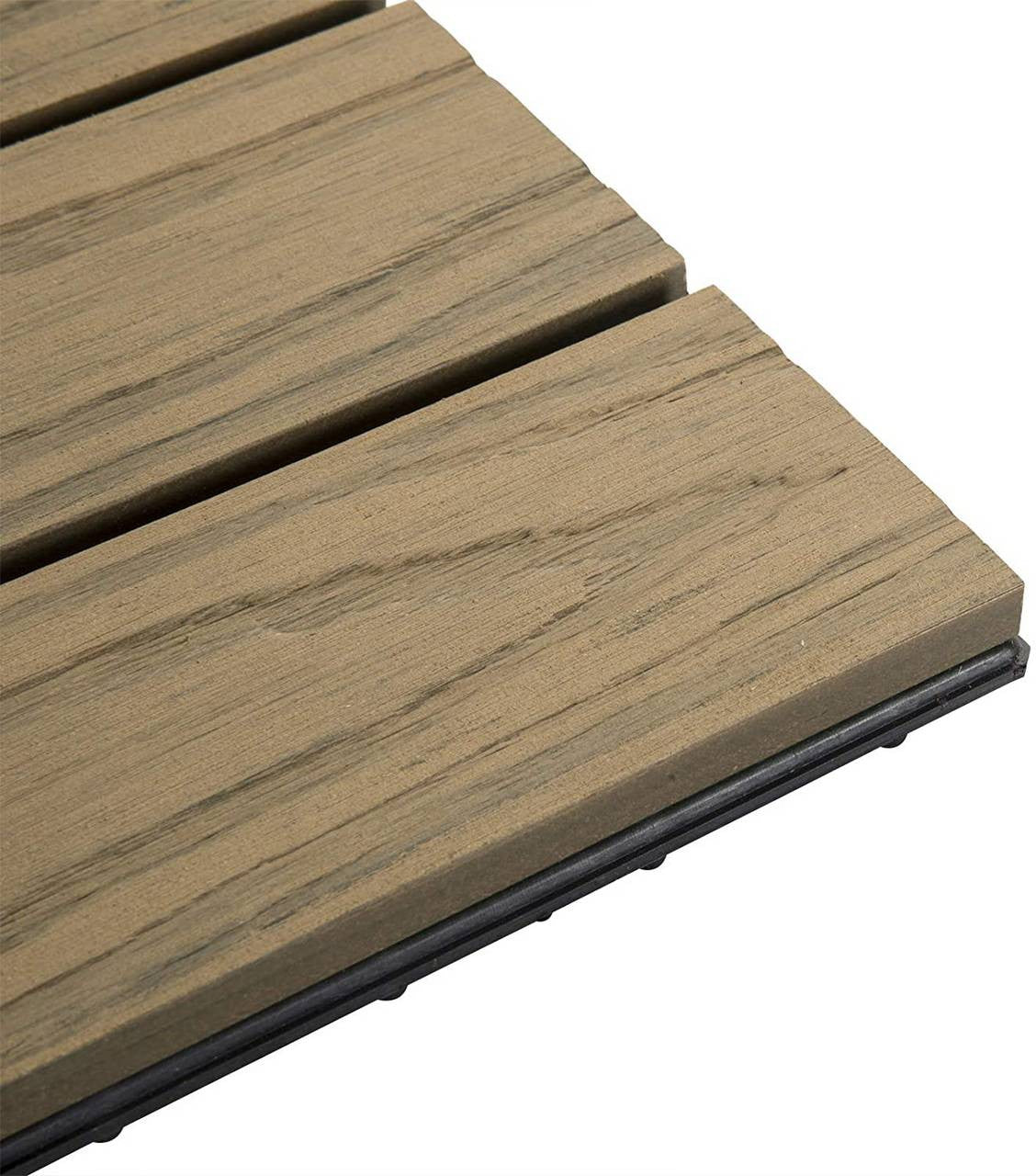 24goodz Set of 22 WPC Floor Tiles - Eco-Friendly and Water Resistant - Wood Plastic Composite - For Outdoor Spaces - Light Brown - hbr