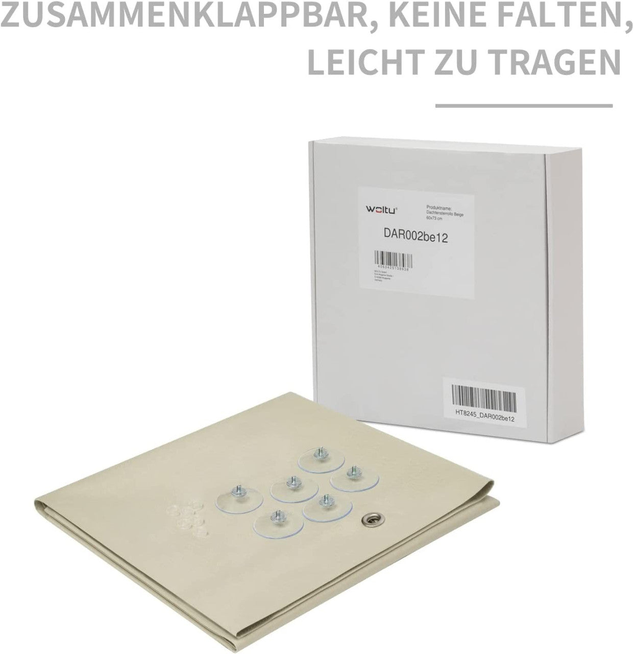 24goodz Thermal Skylight Roller Blind - Improved Suction Cups - 100% Light Blocking - Polyester - Beige - 76x115 cm