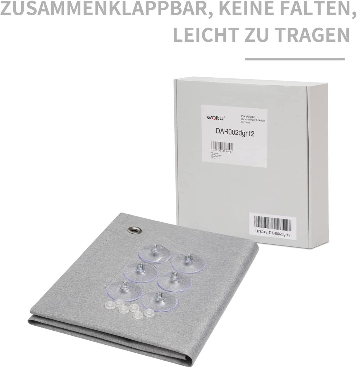 24goodz Thermal Skylight Roller Blind - Easy Installation - 100% Light Blocking - Polyester - Grey - 76x115 cm - dgr