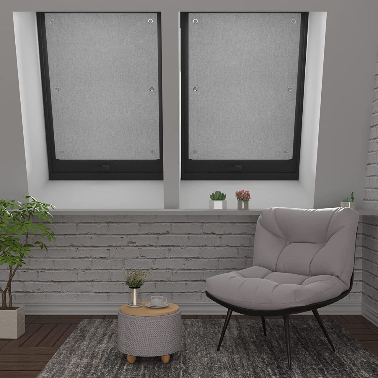 24goodz Thermal Skylight Roller Blind - Easy Installation - 100% Light Blocking - Polyester - Grey - 60x93 cm - dgr