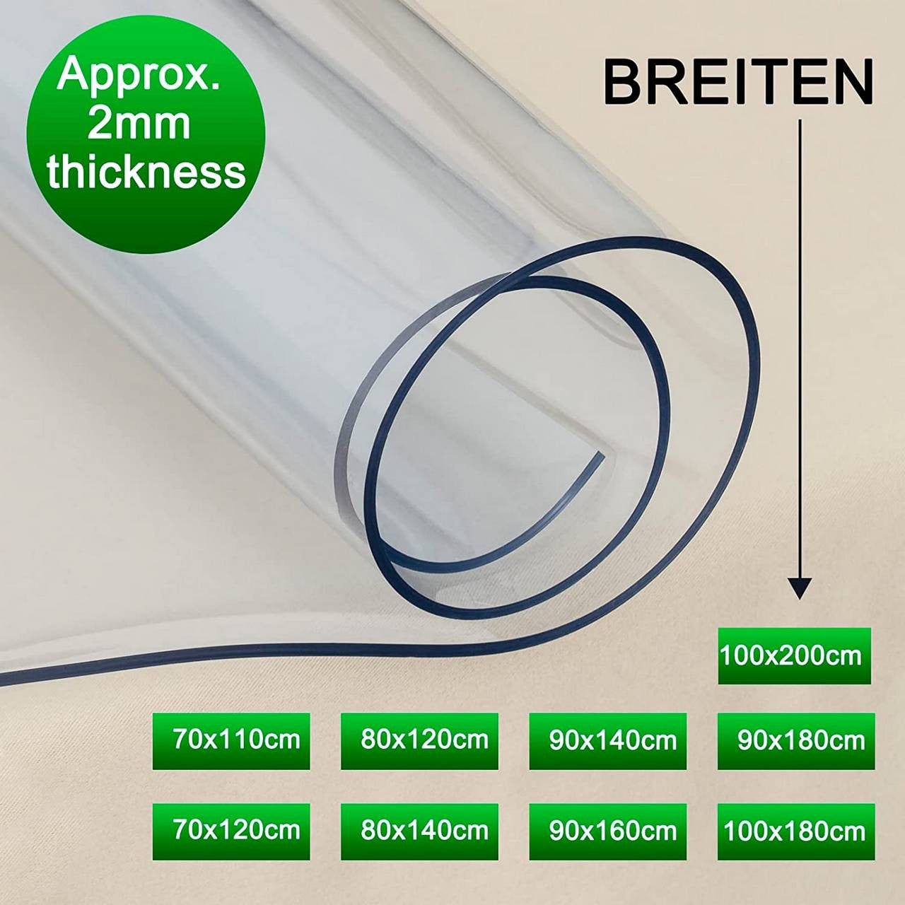 24goodz Transparent PVC Table Protector - Durable and Water-Resistant - 2 mm Thick - For Home and Office - 70 x 110 cm - tp