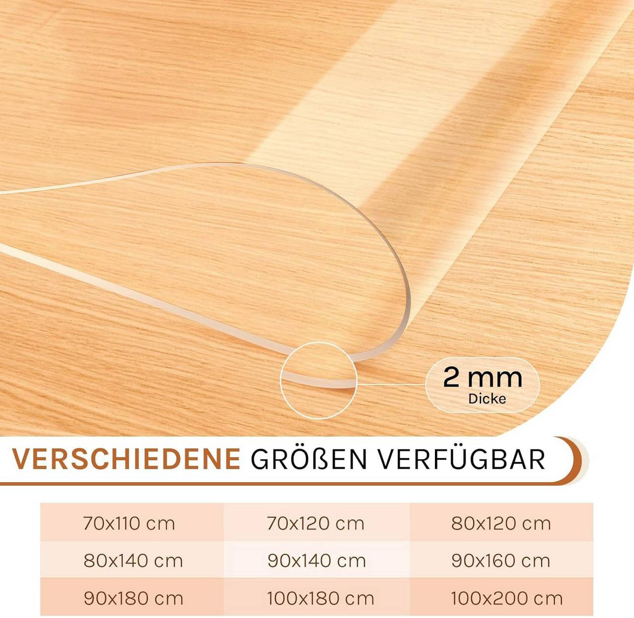 24goodz Transparent Table Protector - Perfect Scratch and Stain Protection - Easy to Clean - PVC - For Every Home - 80 x 120 cm