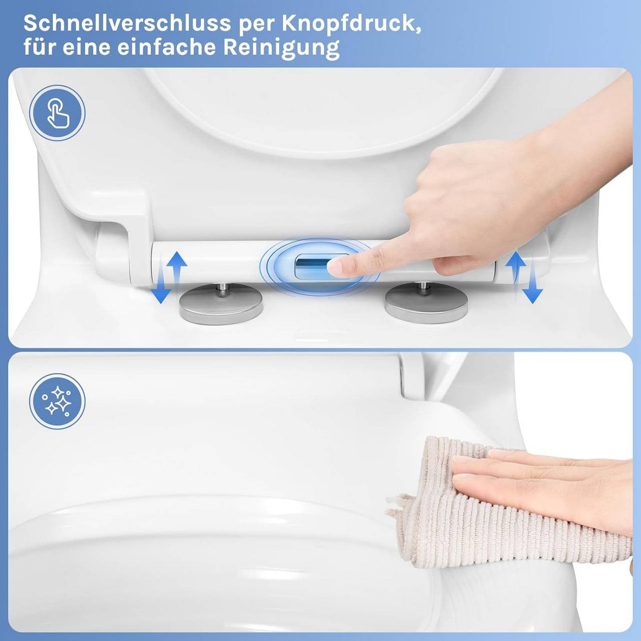 24goodz Soft-Close Toilet Seat - Easy Installation - Antibacterial - Plastic - For Everyone - Oval, White