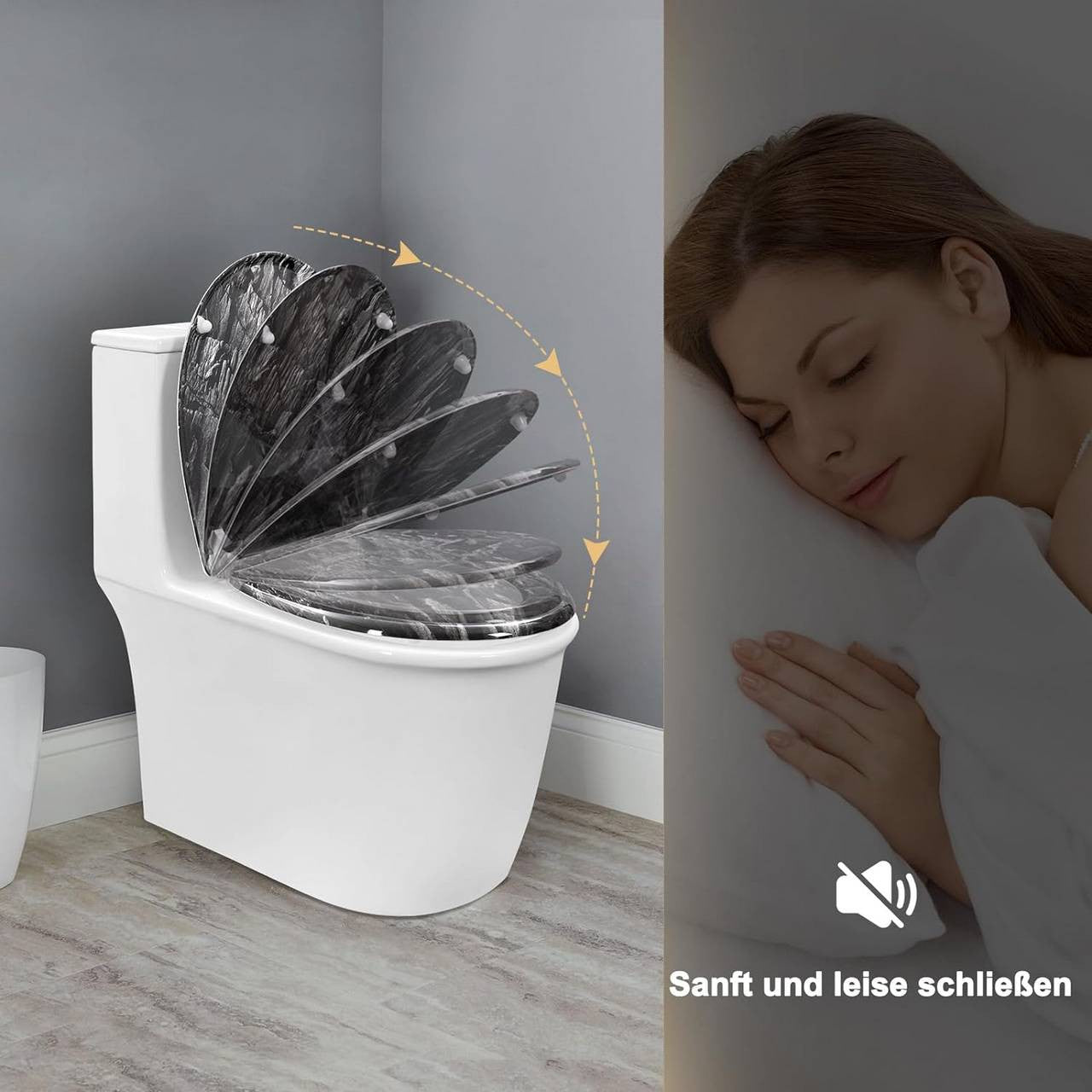 24goodz Soft Close Toilet Seat - High-Quality Thermoset Material - Quick Release Mechanism - Thermoset + Stainless Steel - O-Shaped - 37 x 47.5 cm