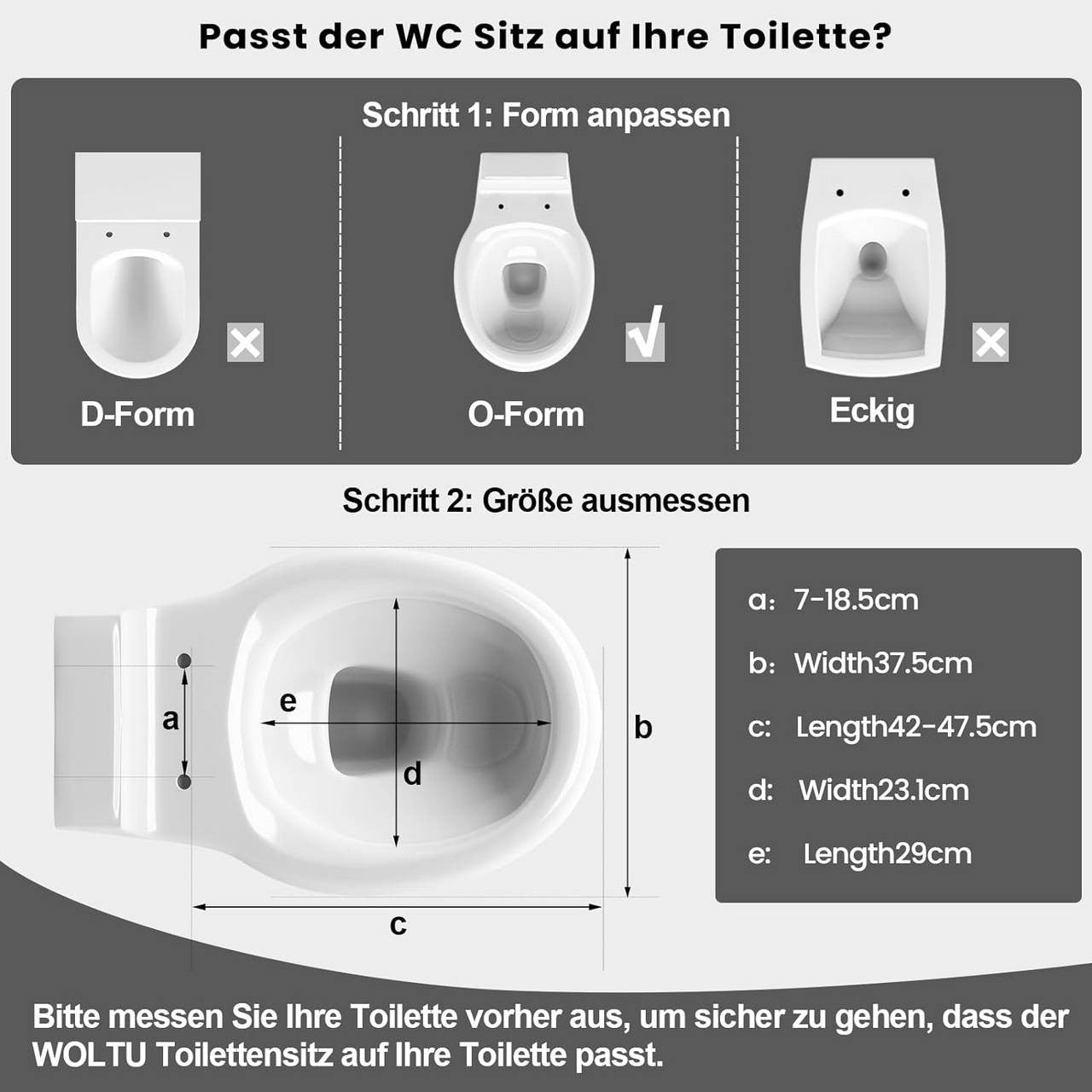 24goodz Soft Close Toilet Seat - High-Quality and Durable - Thermoset and Stainless Steel - For Standard Oval Toilets - 37 x 47.5 cm