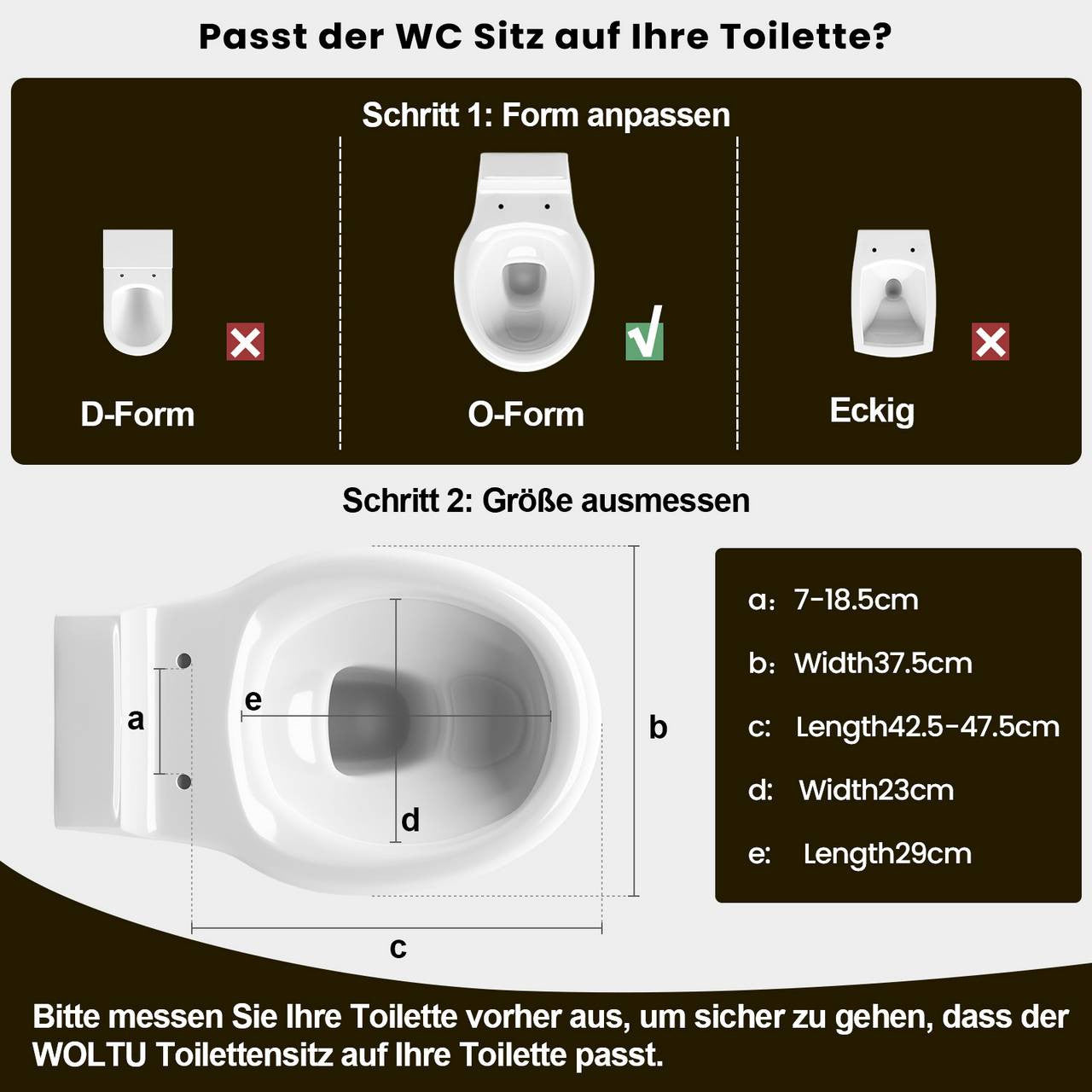 24goodz Soft-Close Toilet Seat - Quiet and Gentle Closure - Duroplast - Suitable for Standard O-Shaped Toilets - Sea Pattern