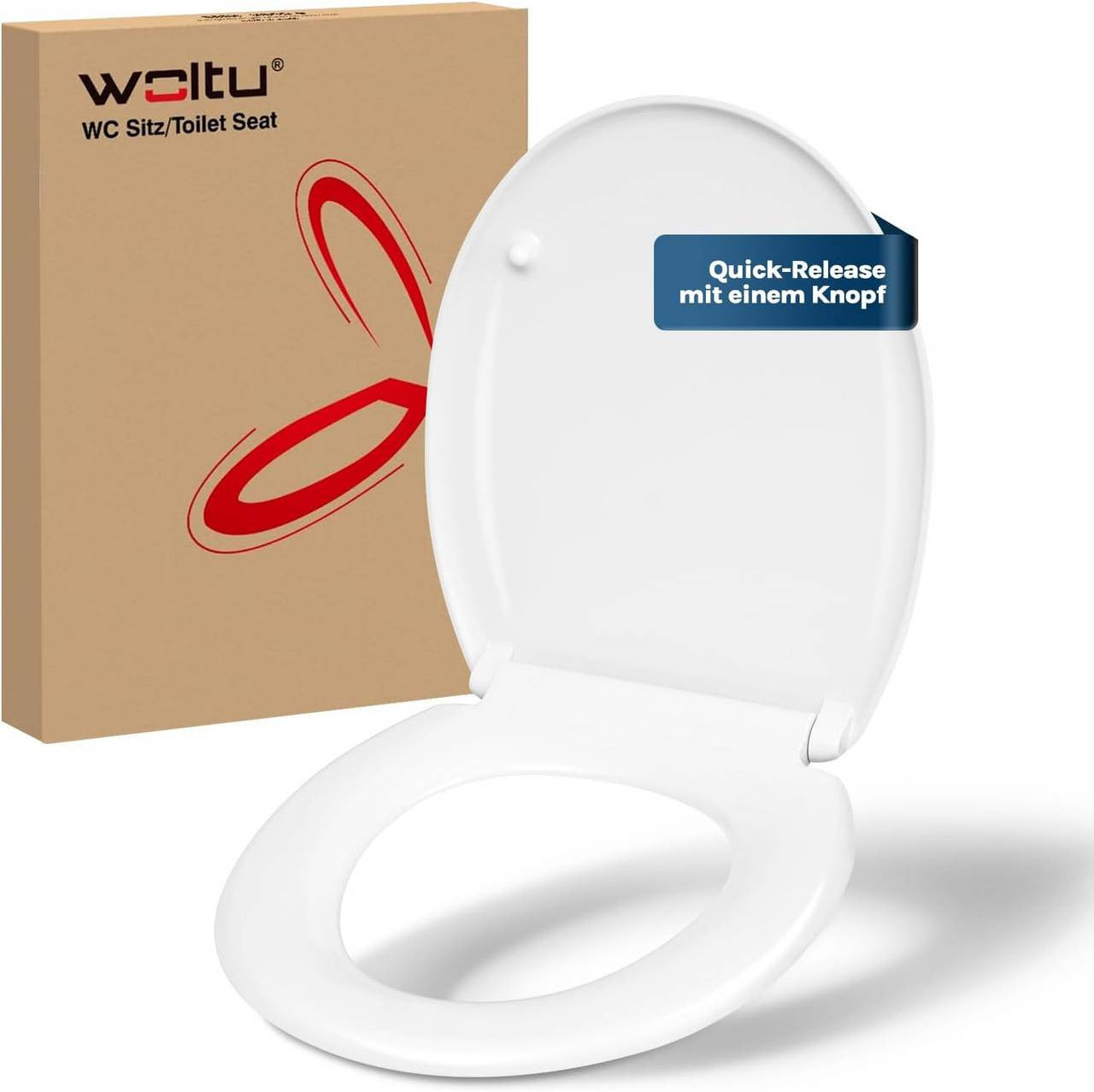 24goodz Toilet Seat - Soft-Close Mechanism for Silent Comfort - Durable Duroplast - White - O-Shaped