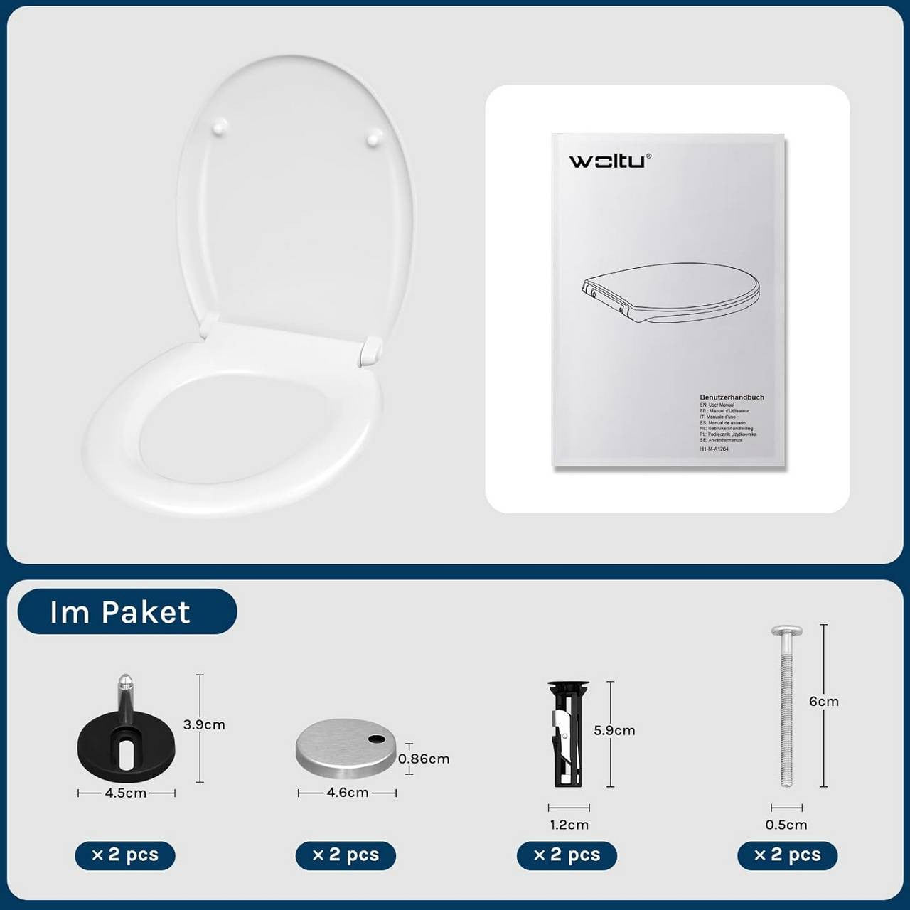 24goodz Toilet Seat - Soft-Close Mechanism for Silent Comfort - Durable Duroplast - White - O-Shaped