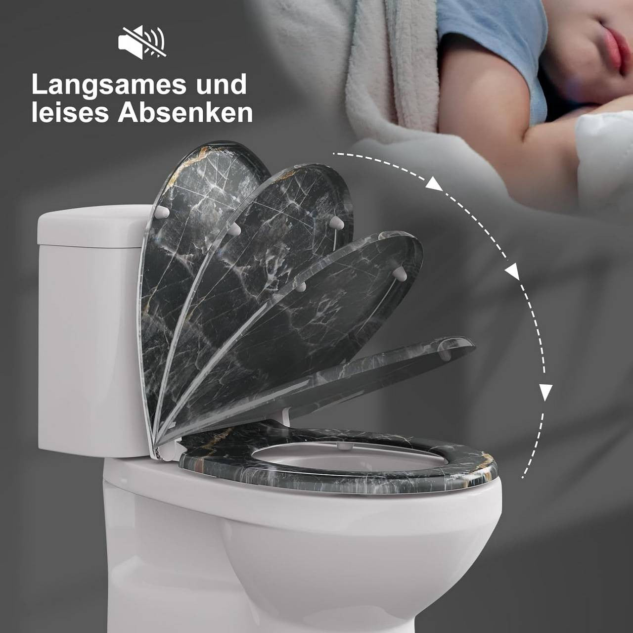 24goodz Soft-Close Toilet Seat - Quiet Closure - Easy Installation - Duroplast - Universal Fit - 37.1 x 45.5 cm