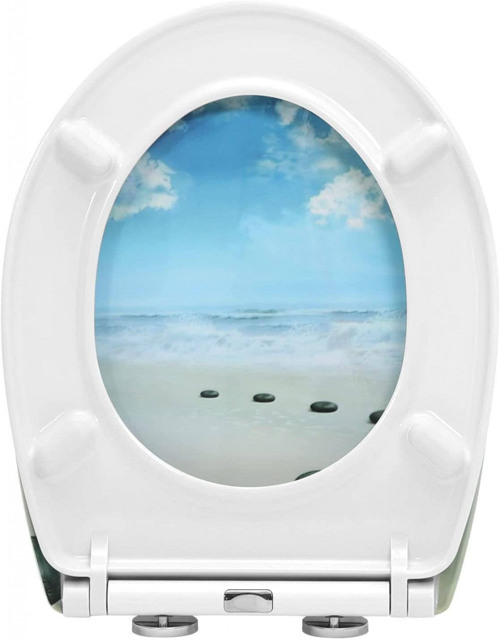 24goodz Toilet Seat - Soft-Close Mechanism - Easy to Clean - Duroplast - Suitable for Standard O-Shaped Toilets - Blue Sky