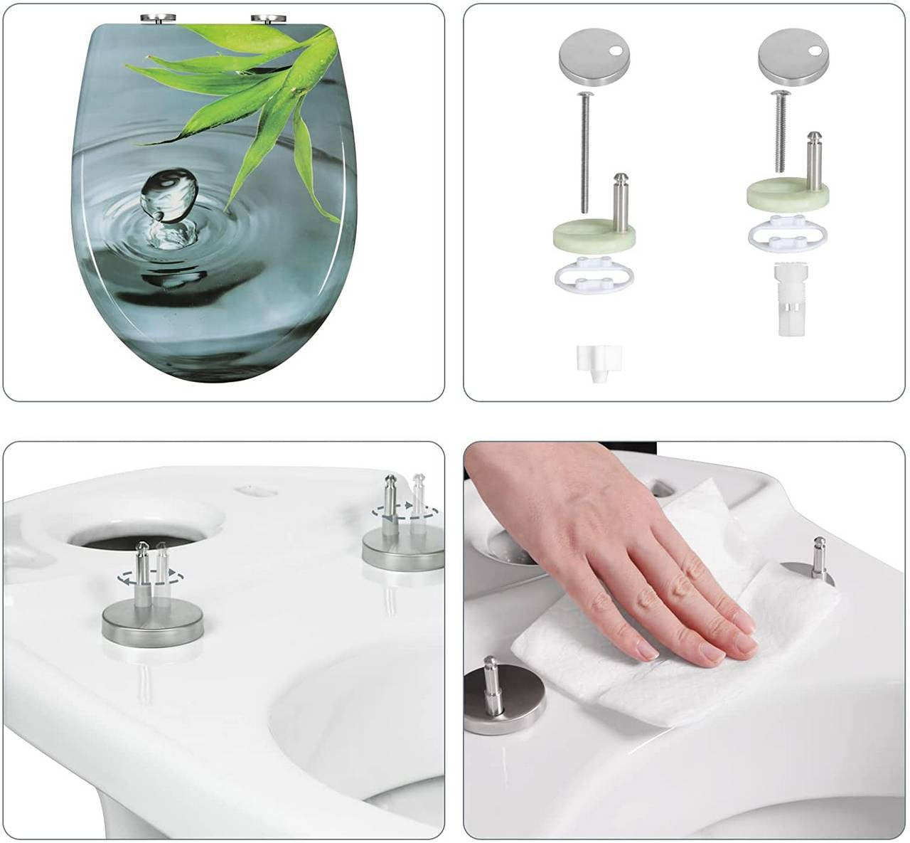 24goodz Soft-Close Toilet Seat - Easy to Clean - Durable Duroplast - For Everyone - Light Green