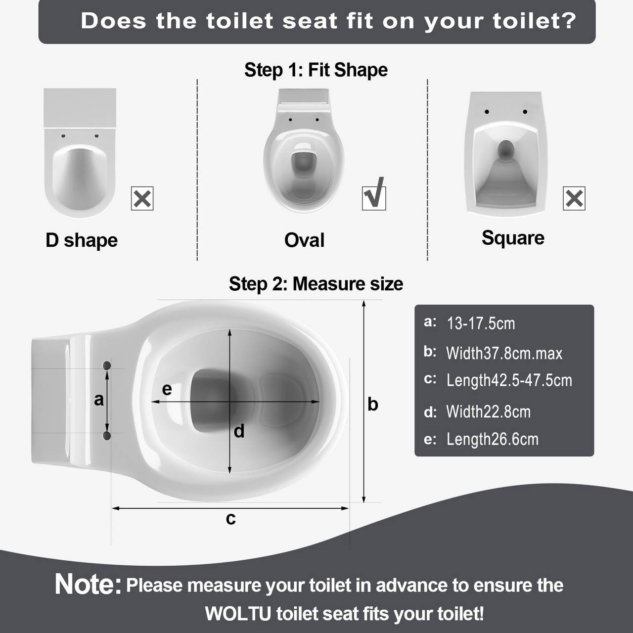 24goodz Soft Close Toilet Seat - Quiet and Gentle Closing - MDF - For Standard O-Shaped Toilets - 37.8 x 43.5 cm
