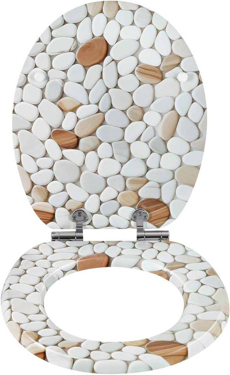24goodz Soft Close Toilet Seat - Quiet and Gentle Closing - MDF - For Standard O-Shaped Toilets - 37.8 x 43.5 cm