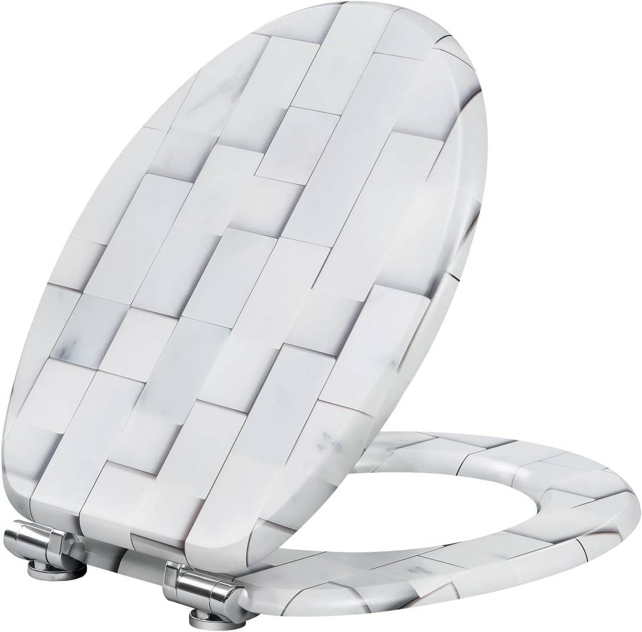 24goodz Soft Close Toilet Seat - Quiet and Gentle Closure - MDF - For Standard O-Shaped Toilets - 37.8 x 43.5 cm