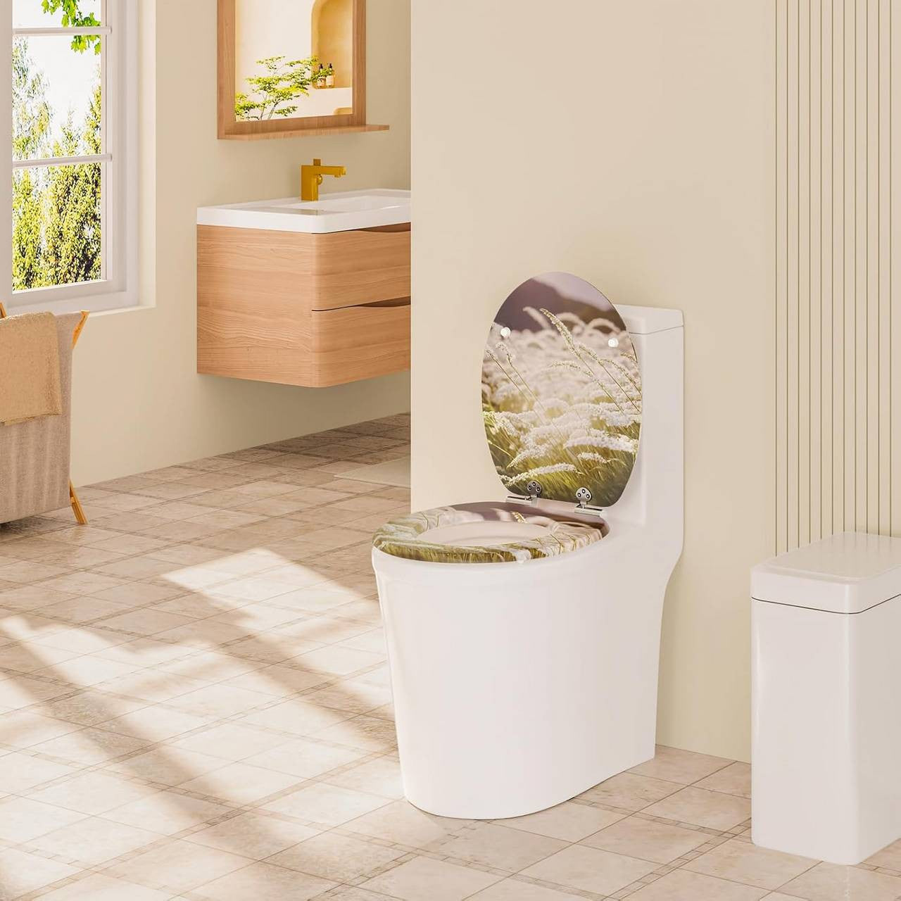 24goodz Soft-Close Toilet Seat - Silent Closing Mechanism - Easy to Clean - MDF - Universal Fit - White