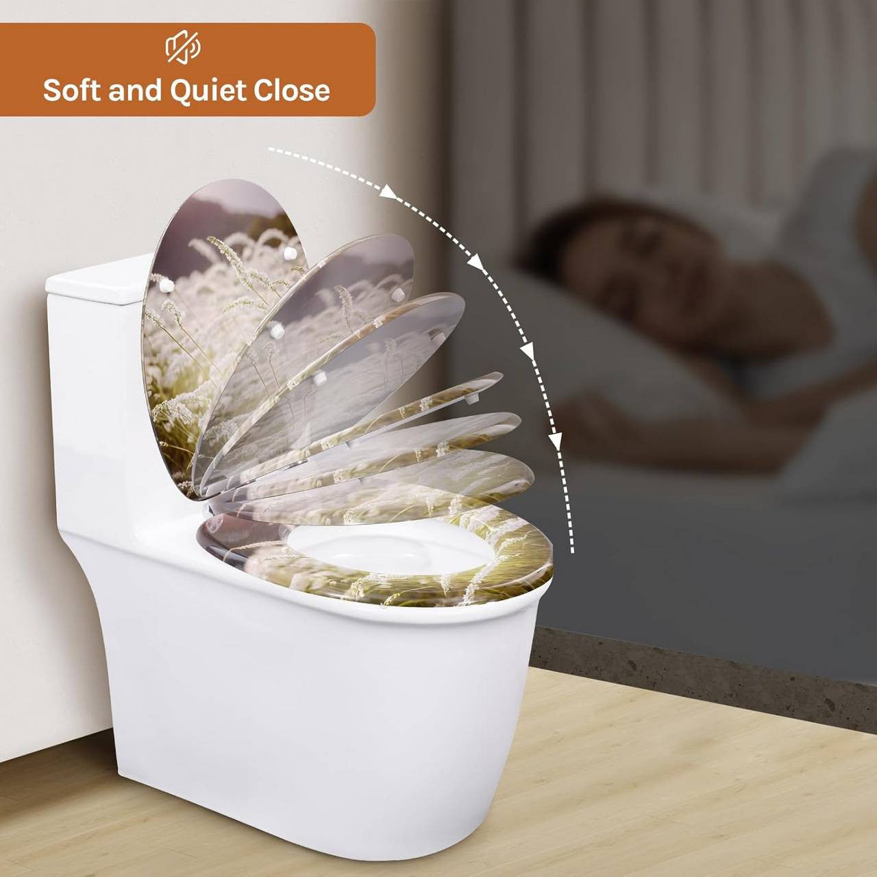 24goodz Soft-Close Toilet Seat - Silent Closing Mechanism - Easy to Clean - MDF - Universal Fit - White