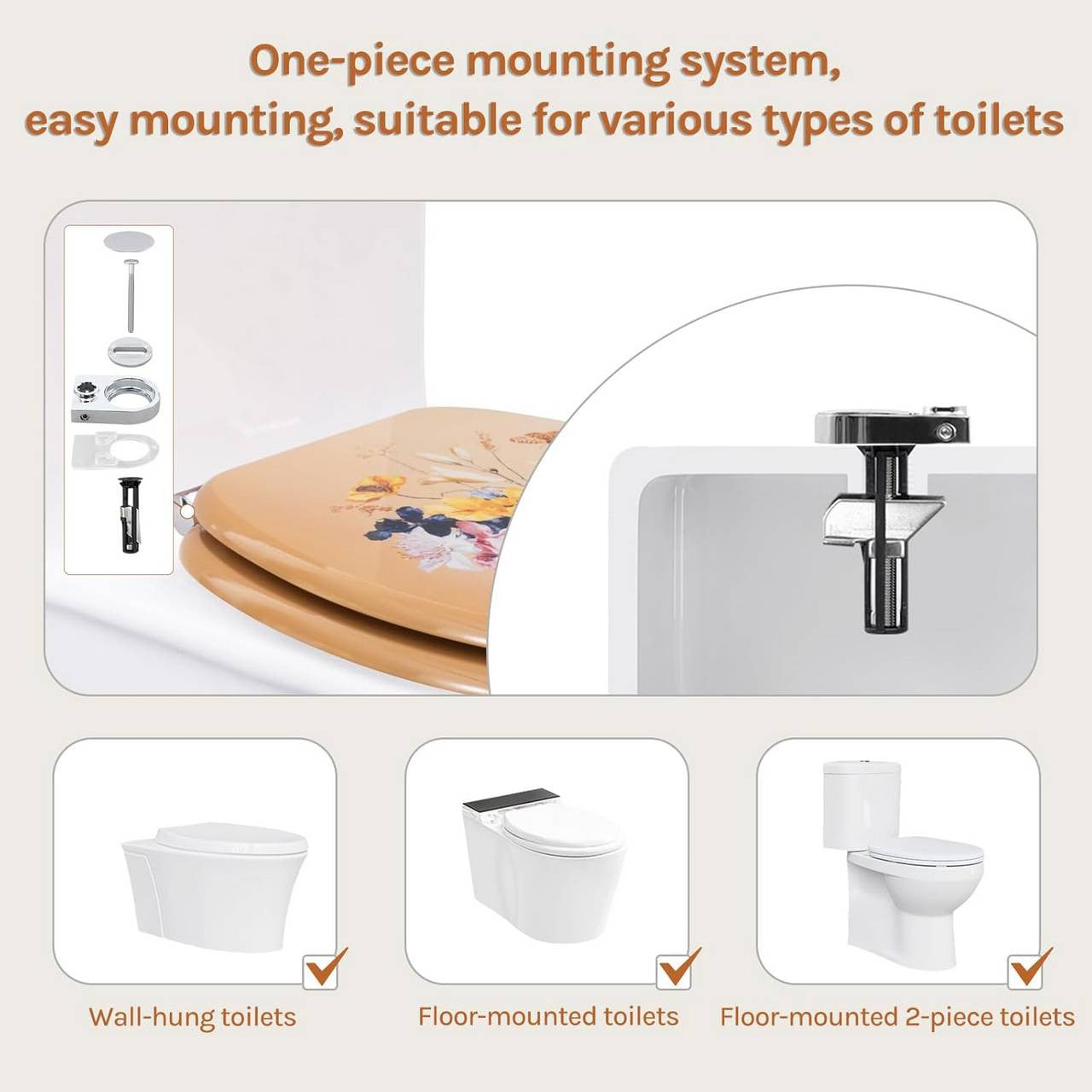 24goodz Soft-Close Toilet Seat - Quiet and Safe Closing - MDF - For All O-Shaped Toilets - 46 x 37.5 cm