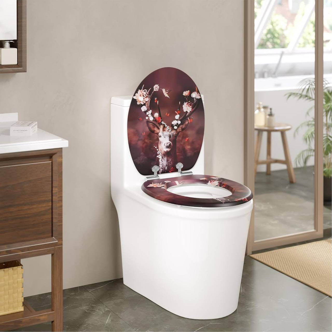 24goodz Soft-Close Toilet Seat - Quiet and Safe Closing - MDF - For Everyone - O-Shaped - 46 x 37.5 cm