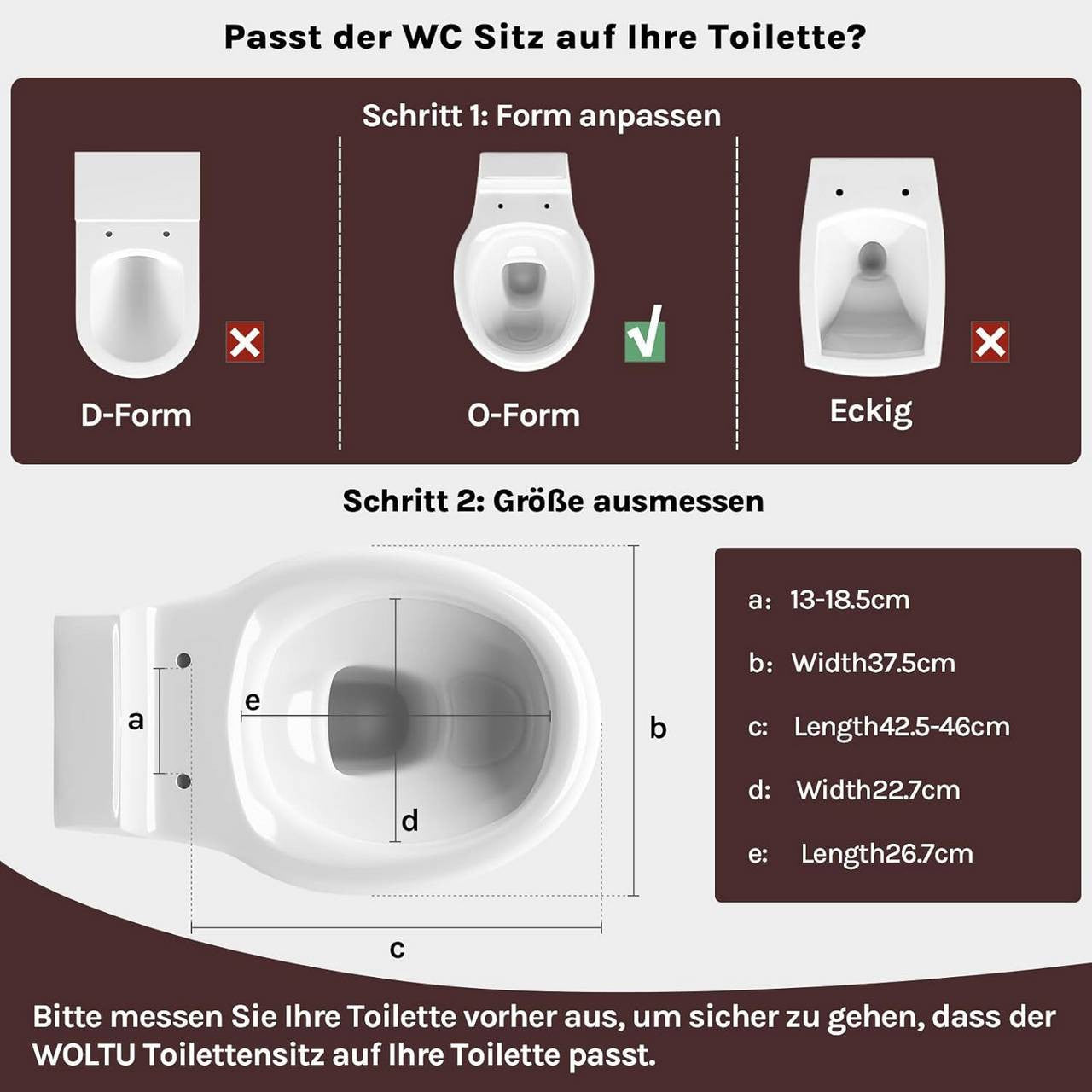 24goodz Soft-Close Toilet Seat - Quiet and Safe Closing - MDF - For Everyone - O-Shaped - 46 x 37.5 cm
